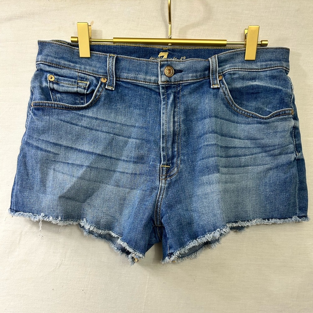 7 For All Man Kind Raw Hem Cutoff Jean Shorts